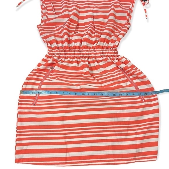 Geri G. Orange and White Tie Shoulder Striped Dress sz M - Picture 9 of 13